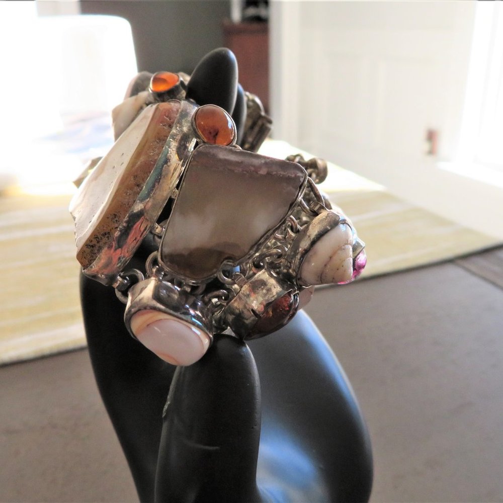 Silver Multi Stone Statement Bracelet - image 8